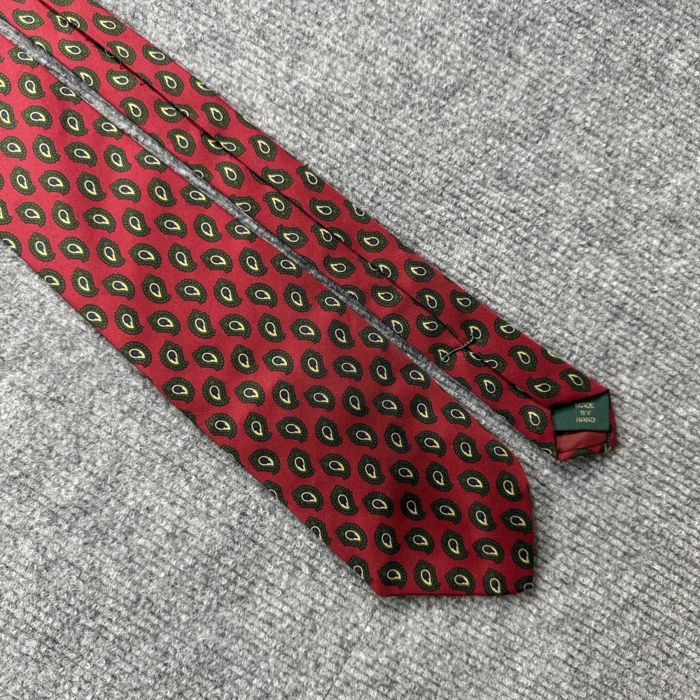 J.Crew Red Paisley Print Silk Men's Neck Tie Handmade Classic Designer